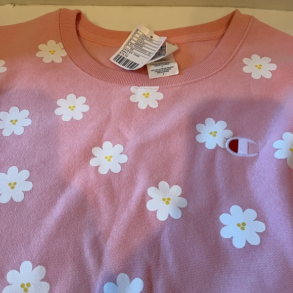 Champion | Pink Daisy Reverse Weave Sweat Shirt NWT Size Small HTF - Picture 3 of 8